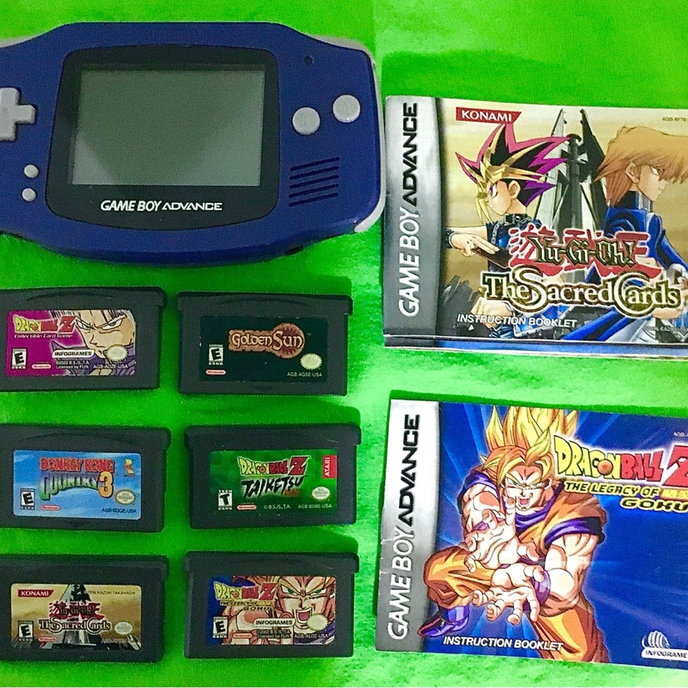 Nintendo GameBoy Advance Console with 6 games- Donkey Kong, Yugioh and more